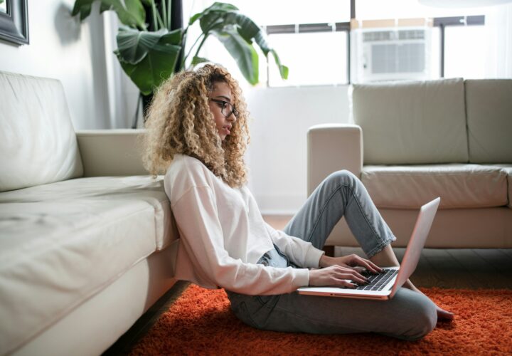 African woman on her laptop